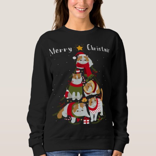 Sweatshirt Arbre de Noël Exotic Shorthair Amoureux des chats (Devant)