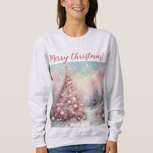 Sweatshirt Arbre de Noël impressionniste (Devant)
