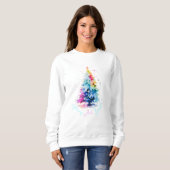Sweatshirt Arbre de Noël Joyeux et Bright Neon (Devant entier)
