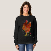 Sweatshirt Arbre de Noël Poulet Léger Noël Décor (Devant entier)