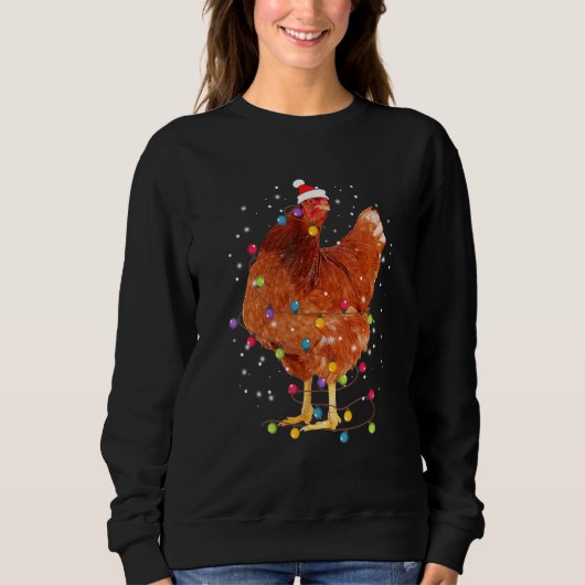 Sweatshirt Arbre de Noël Poulet Léger Noël Décor (Devant)