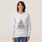 Sweatshirt Arbre de Noël rose or rose (Devant entier)