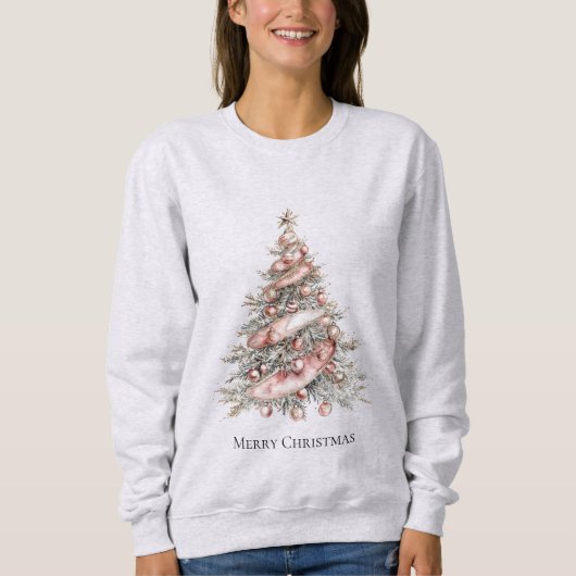 Sweatshirt Arbre de Noël rose or rose (Devant)