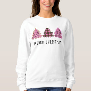 Sweatshirt Arbre de Noël Trio Poster de animal rose et plaid
