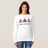 Sweatshirt Arbre de Noël Trio Poster de animal rose et plaid (Devant entier)