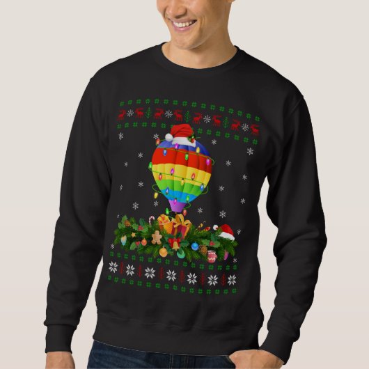 Sweatshirt Arbre d'éclairage de Noël Père Noël laide à air ch (Devant)