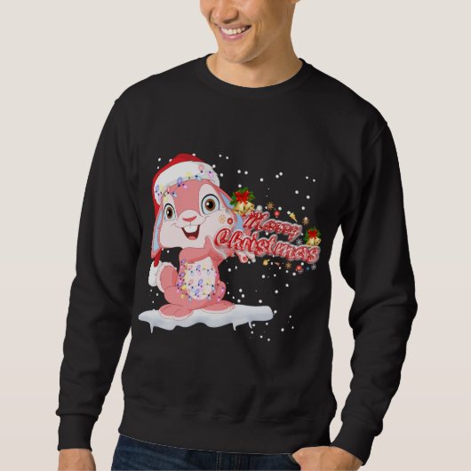 Sweatshirt Arbre d'éclairage Noël Lapin Lapin Lapin Lapin Lap (Devant)