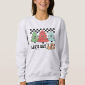 Sweatshirt Arbres de Noël rétro Laissons-nous s'éclairer (Devant)