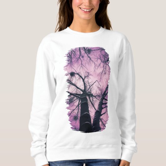 Sweatshirt Arbres d'hiver violet stylisé (Devant)