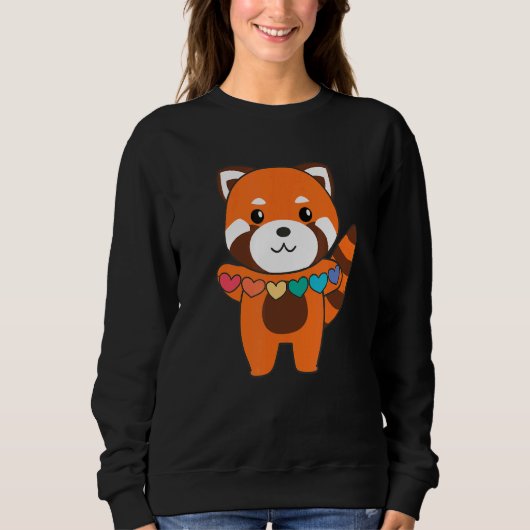 Sweatshirt Arc-en-ciel Gay pride Lgbtq Coeurs Red Panda (Devant)