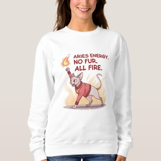 Sweatshirt Aries Energy Sphynx Cat No Fur All Fire Art (Devant)