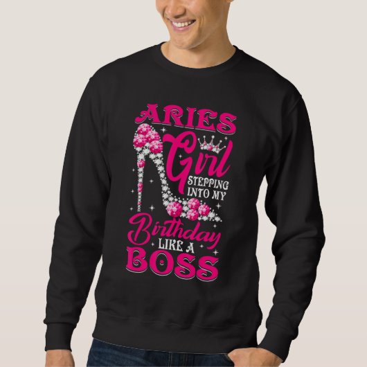 Sweatshirt Aries Girl Entrant Dans Mon Anniversaire Comme Un (Devant)