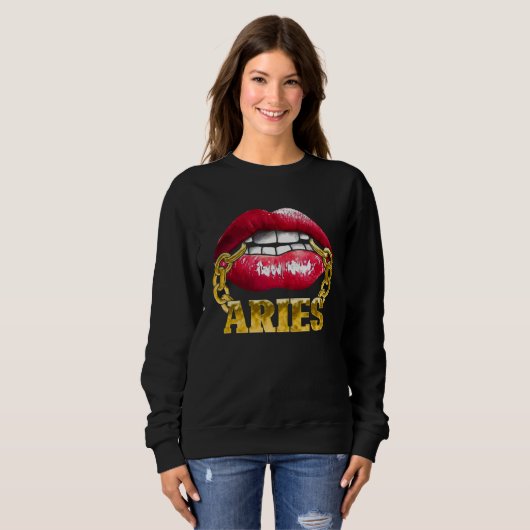 Sweatshirt Aries Horoscope Juicy Lips Chain for African Ameri (Devant entier)