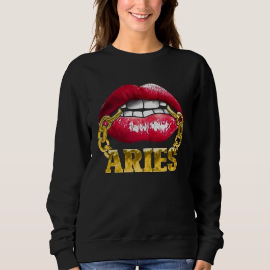 Sweatshirt Aries Horoscope Juicy Lips Chain for African Ameri (Devant)