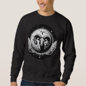 Sweatshirt Aries Moon Et Tête De Bélier Conception Pour Astro (Devant)