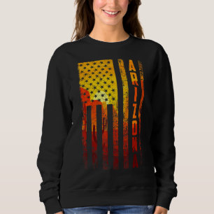 Sweatshirt Arizona American Flag Pride Cactus Patriotique Fem