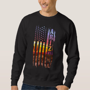 Sweatshirt Arizona American Flag Pride Paysage Cactus Patri