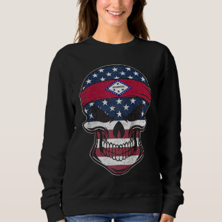 Sweatshirt Arkansas American Flag Skull  State Flag Arkansas 