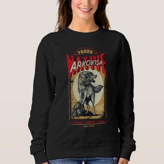 Sweatshirt Arkokisa Native American Indian Born Wolf Spirit R (Devant)