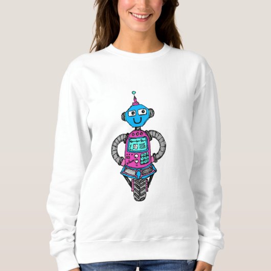 Sweatshirt Arnie Robot : Rose et bleu (Devant)