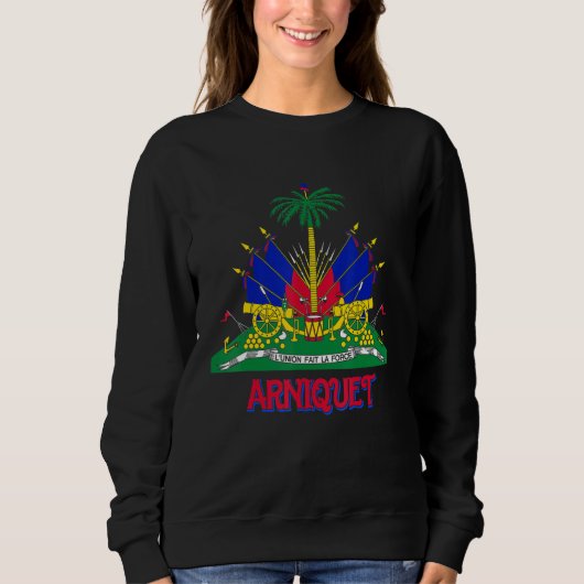 Sweatshirt Arniquet Haïti Drapeau Emblème Manteau D'Arme Indé (Devant)
