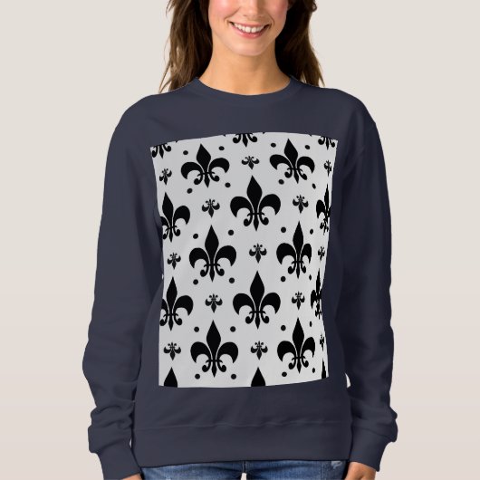 Sweatshirt Arrière - plan blanc Fleur-de-lis Motif design (Devant)