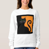 Sweatshirt Art Abstrait d'Halloween de chat noir (Devant)