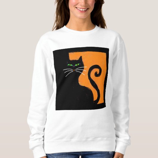 Sweatshirt Art Abstrait d'Halloween de chat noir (Devant)