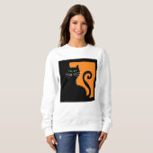 Sweatshirt Art Abstrait d'Halloween de chat noir (Devant entier)