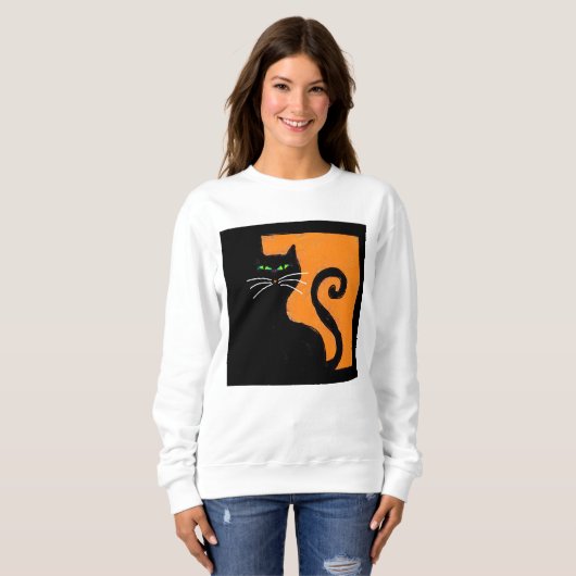 Sweatshirt Art Abstrait d'Halloween de chat noir (Devant entier)