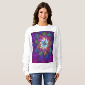 Sweatshirt Art abstrait fractal de fleurs psychédéliques colo (Devant entier)