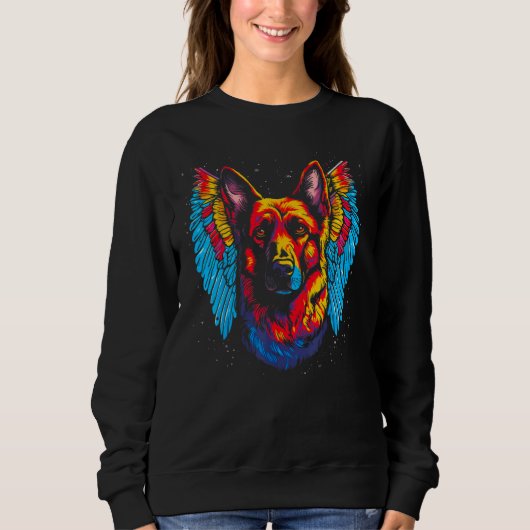 Sweatshirt Art Angel Wings German Shepherd Dog (Devant)