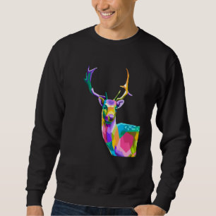 Sweatshirt Art de cerf animal polygonal coloré