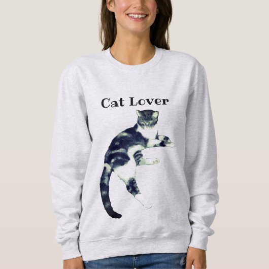 Sweatshirt Art de chat noir et blanc (Devant)