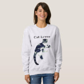 Sweatshirt Art de chat noir et blanc (Devant entier)