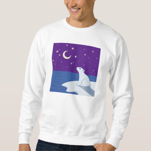 Sweatshirt Art de CUB d'ours blanc d'observation des étoiles (Devant)