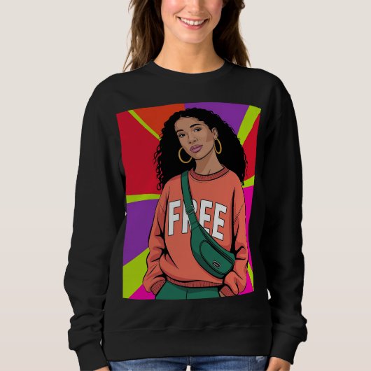 Sweatshirt Art de femme noire (Devant)