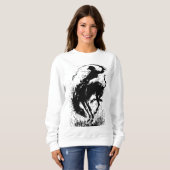 Sweatshirt Art de silhouette de rodéo de cow-boy dynamique (Devant entier)