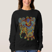 Sweatshirt Art Deco Elephant Hathi Howda Soft Chakra Rainbow  (Devant)
