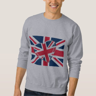 Sweatshirt Art désinvolte de drapeau et de coeur d'Union Jac