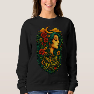 Sweatshirt Art floral de la déesse lunaire des rêves éternels