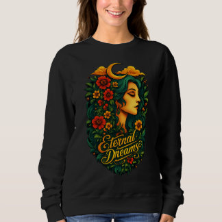 Sweatshirt Art floral de la déesse lunaire des rêves éternels