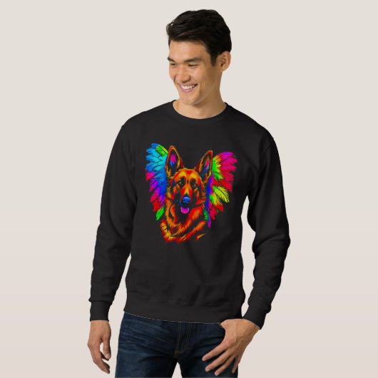 Sweatshirt Art German Shepherd Dog Angel Wing (Devant entier)