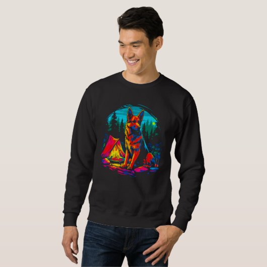 Sweatshirt Art German Shepherd Dog Camping (Devant entier)