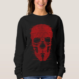 Sweatshirt Art Glitch Crâne Rouge