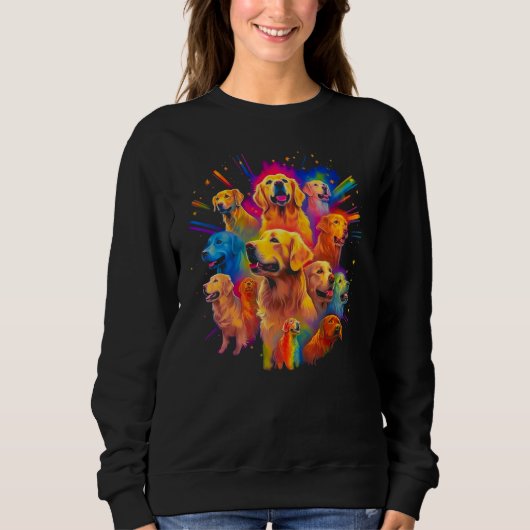 Sweatshirt Art Golden Retriever Dog Family (Devant)
