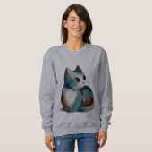 Sweatshirt Art numérique de chat coloré (Devant entier)