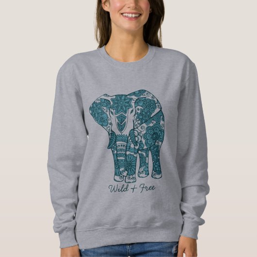 Sweatshirt Art orné à motif éléphant sauvage et libre (Devant)