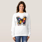 Sweatshirt Art Papillon Arc-en-Ciel (Devant entier)