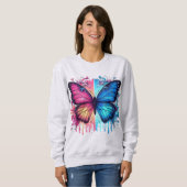 Sweatshirt Art Papillon Vibrant : Ailes Gradientes, Florales (Devant entier)